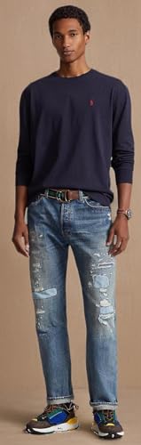 Polo Ralph Lauren Men's Crew Neck Long Sleeve Tee, Basic Black, Large