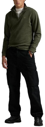 POLO RALPH LAUREN Mens Classic Estate-Rib Quarter-Zip Pullover Sweater (XXL, CedarBrownHtr)