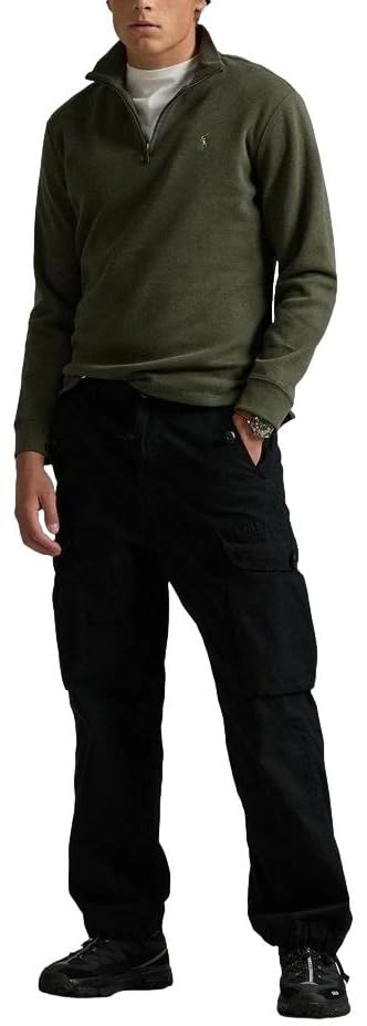 POLO RALPH LAUREN Mens Classic Estate-Rib Quarter-Zip Pullover Sweater (XXL, CedarBrownHtr)