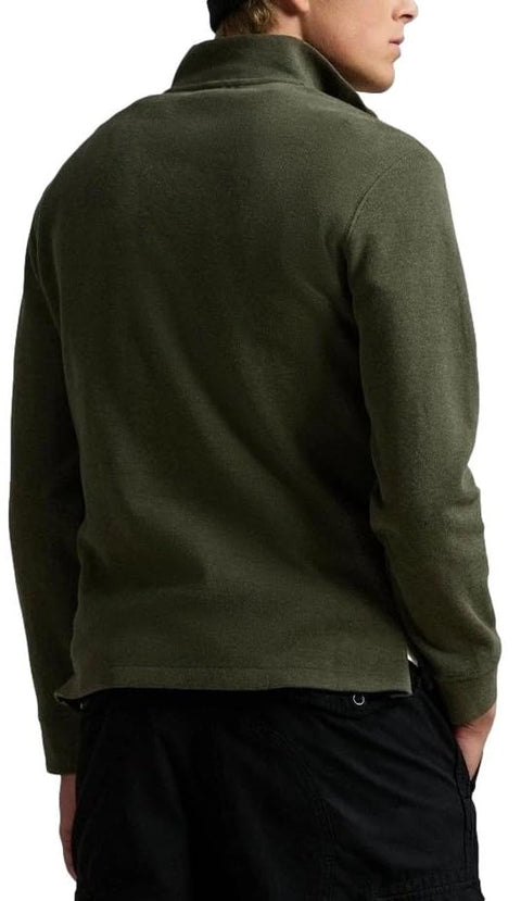 POLO RALPH LAUREN Mens Classic Estate-Rib Quarter-Zip Pullover Sweater (XXL, CedarBrownHtr)