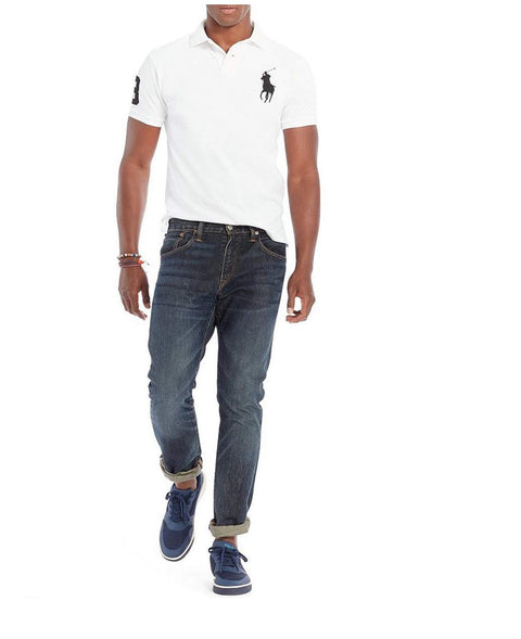 POLO RALPH LAUREN Men's Big Pony Classic Fit Mesh Polo Shirt (M, Black)