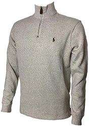 POLO RALPH LAUREN Mens Classic Estate-Rib Quarter-Zip Pullover Sweater (XXL, CedarBrownHtr)