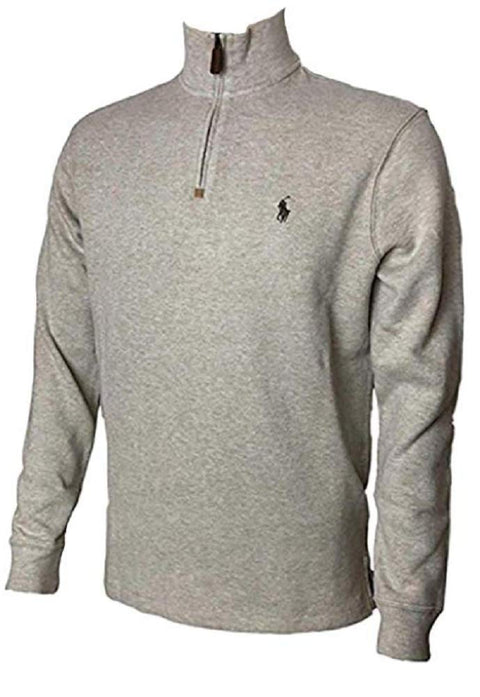 POLO RALPH LAUREN Mens Classic Estate-Rib Quarter-Zip Pullover Sweater (XXL, CedarBrownHtr)