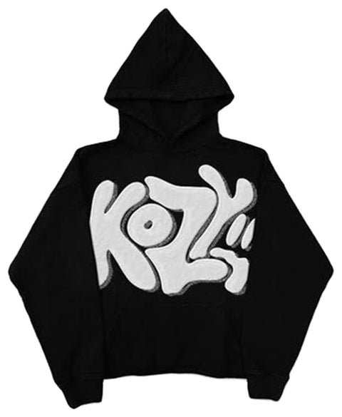 ZENMANCHEN Y2k Hoodies Puff Print Hoodie Grunge Graphic Zip Up Hoodies Y2k Jacket Hip Hop Streetwear Aesthetic Sweatshirts (US, Alpha, Large, Regular, Regular, 1-black)