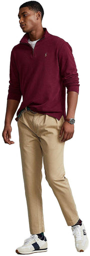 POLO RALPH LAUREN Mens Classic Estate-Rib Quarter-Zip Pullover Sweater (XXL, CedarBrownHtr)
