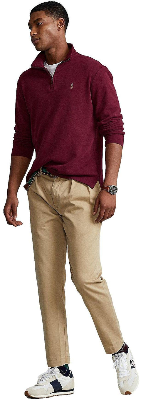 POLO RALPH LAUREN Mens Classic Estate-Rib Quarter-Zip Pullover Sweater (XXL, CedarBrownHtr)