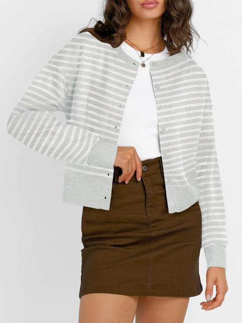 Trendy Queen Cropped Cardigan Sweaters for Women Lightweight Shrugs Crop Tops Y2k Fall Outfits Fashion Clothes 2025 Grey M