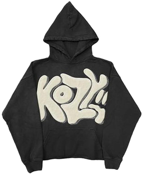 ZENMANCHEN Y2k Hoodies Puff Print Hoodie Grunge Graphic Zip Up Hoodies Y2k Jacket Hip Hop Streetwear Aesthetic Sweatshirts (US, Alpha, Large, Regular, Regular, 1-black)