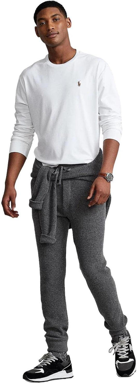 Polo Ralph Lauren Men's Crew Neck Long Sleeve Tee, Basic Black, Large