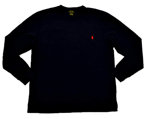 Polo Ralph Lauren Men's Crew Neck Long Sleeve Tee, Basic Black, Large