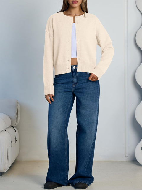 Trendy Queen Cropped Cardigan Sweaters for Women Lightweight Shrugs Crop Tops Y2k Fall Outfits Fashion Clothes 2025 Grey M