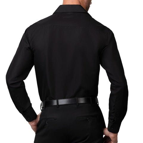 U.S. Polo Assn. Regular Fit Long Sleeve Button Down Dress Shirts for Men Wrinkle Free Long Sleeve Shirt Mens Formal Stretch Black Solid