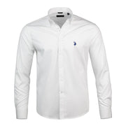 U.S. Polo Assn. Regular Fit Long Sleeve Button Down Dress Shirts for Men Wrinkle Free Long Sleeve Shirt Mens Formal Stretch Black Solid