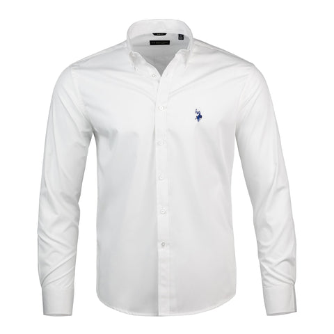 U.S. Polo Assn. Regular Fit Long Sleeve Button Down Dress Shirts for Men Wrinkle Free Long Sleeve Shirt Mens Formal Stretch Black Solid