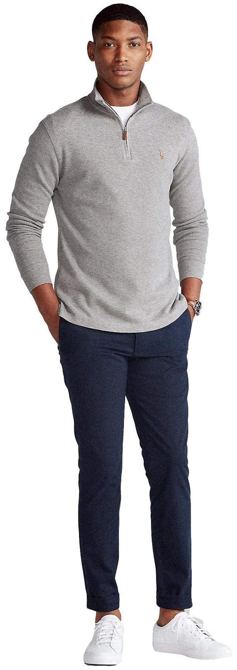 POLO RALPH LAUREN Mens Classic Estate-Rib Quarter-Zip Pullover Sweater (XXL, CedarBrownHtr)