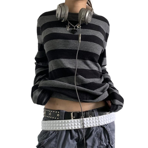 NaranjaBurbuja Y2k Fairy Grunge Graphic Long Sleeve Tees Tops Women E-Girls Aesthetic Gothic Skull Print Baggy T Shirts Emo Clothes 0-black Retro Fashion Uiui