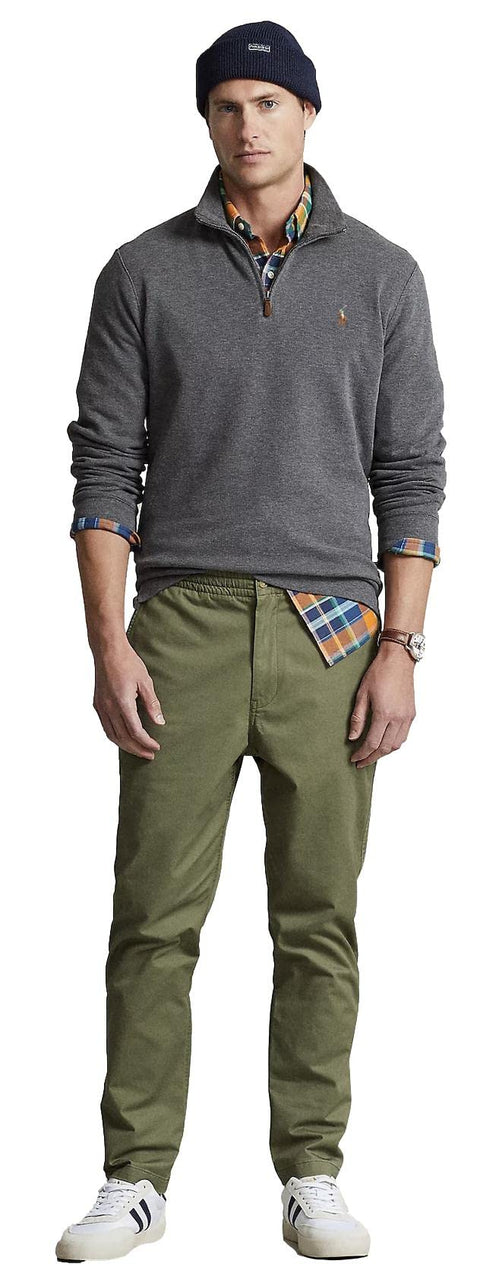 POLO RALPH LAUREN Mens Classic Estate-Rib Quarter-Zip Pullover Sweater (XXL, CedarBrownHtr)