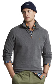 POLO RALPH LAUREN Mens Classic Estate-Rib Quarter-Zip Pullover Sweater (XXL, CedarBrownHtr)