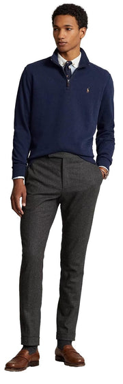 POLO RALPH LAUREN Mens Classic Estate-Rib Quarter-Zip Pullover Sweater (XXL, CedarBrownHtr)