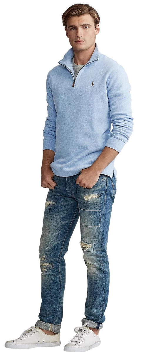 POLO RALPH LAUREN Mens Classic Estate-Rib Quarter-Zip Pullover Sweater (XXL, CedarBrownHtr)