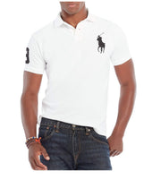 POLO RALPH LAUREN Men's Big Pony Classic Fit Mesh Polo Shirt (M, Black)