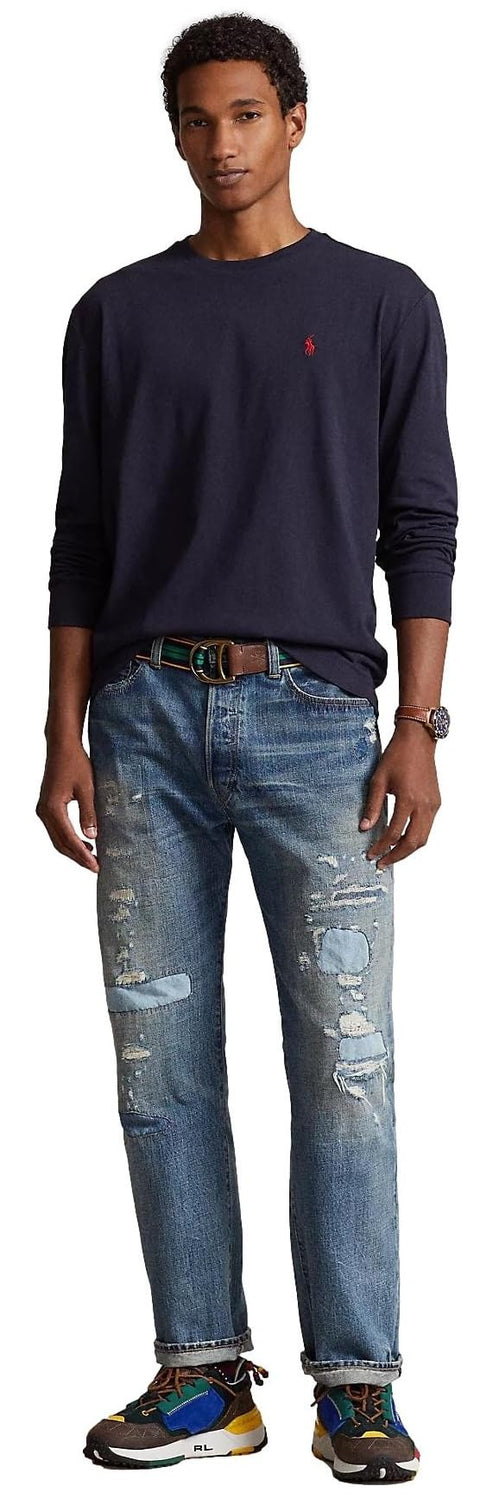 Polo Ralph Lauren Men's Crew Neck Long Sleeve Tee, Basic Black, Large