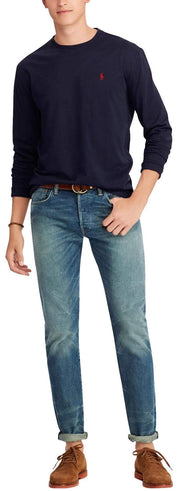 Polo Ralph Lauren Men's Crew Neck Long Sleeve Tee, Basic Black, Large