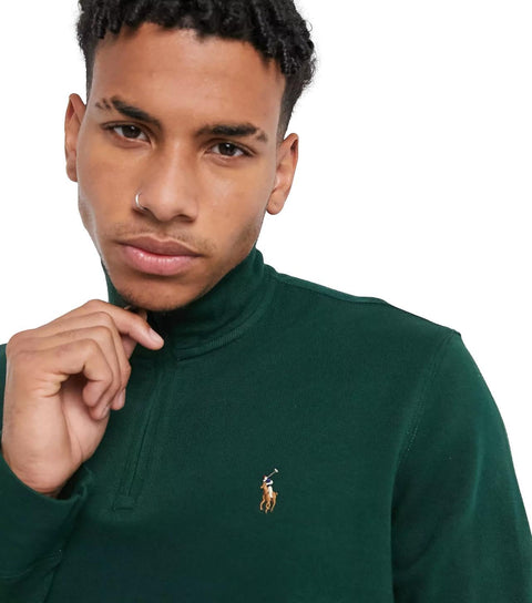 POLO RALPH LAUREN Mens Classic Estate-Rib Quarter-Zip Pullover Sweater (XXL, CedarBrownHtr)