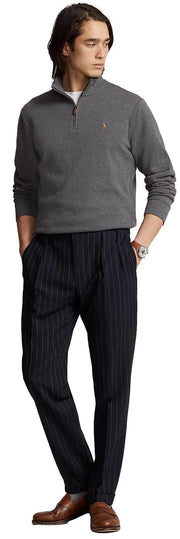 POLO RALPH LAUREN Mens Classic Estate-Rib Quarter-Zip Pullover Sweater (XXL, CedarBrownHtr)