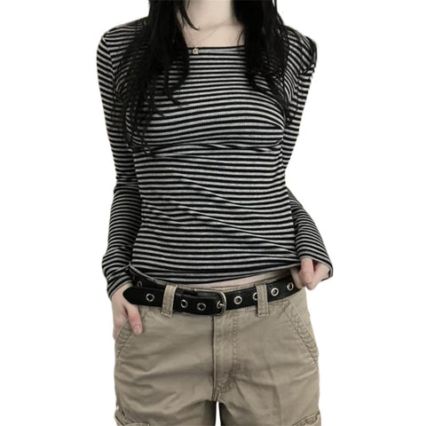 NaranjaBurbuja Y2k Fairy Grunge Graphic Long Sleeve Tees Tops Women E-Girls Aesthetic Gothic Skull Print Baggy T Shirts Emo Clothes 0-black Retro Fashion Uiui