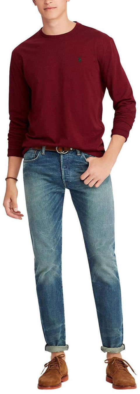 Polo Ralph Lauren Men's Crew Neck Long Sleeve Tee, Basic Black, Large