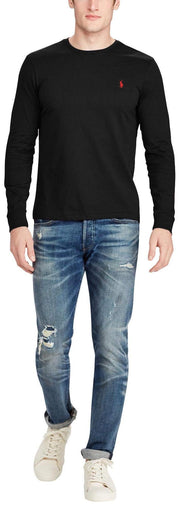 Polo Ralph Lauren Men's Crew Neck Long Sleeve Tee, Basic Black, Large