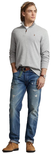 POLO RALPH LAUREN Mens Classic Estate-Rib Quarter-Zip Pullover Sweater (XXL, CedarBrownHtr)