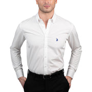 U.S. Polo Assn. Regular Fit Long Sleeve Button Down Dress Shirts for Men Wrinkle Free Long Sleeve Shirt Mens Formal Stretch Black Solid