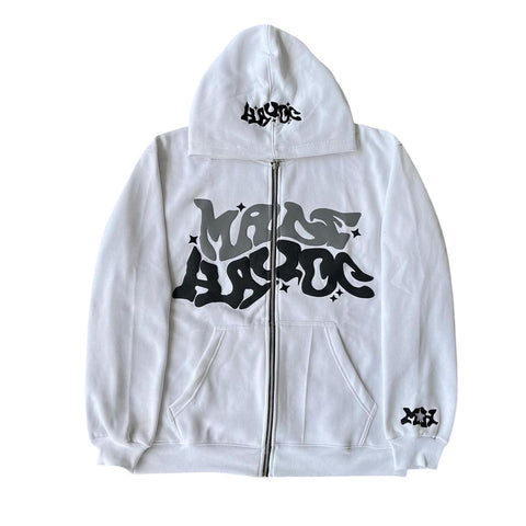 ZENMANCHEN Y2k Hoodies Puff Print Hoodie Grunge Graphic Zip Up Hoodies Y2k Jacket Hip Hop Streetwear Aesthetic Sweatshirts (US, Alpha, Large, Regular, Regular, 1-black)