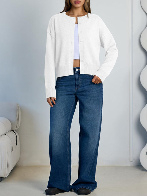 Trendy Queen Cropped Cardigan Sweaters for Women Lightweight Shrugs Crop Tops Y2k Fall Outfits Fashion Clothes 2025 Grey M