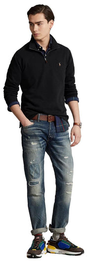 POLO RALPH LAUREN Mens Classic Estate-Rib Quarter-Zip Pullover Sweater (XXL, CedarBrownHtr)