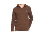POLO RALPH LAUREN Mens Classic Estate-Rib Quarter-Zip Pullover Sweater (XXL, CedarBrownHtr)