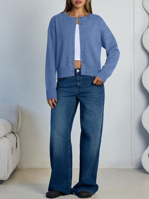 Trendy Queen Cropped Cardigan Sweaters for Women Lightweight Shrugs Crop Tops Y2k Fall Outfits Fashion Clothes 2025 Grey M