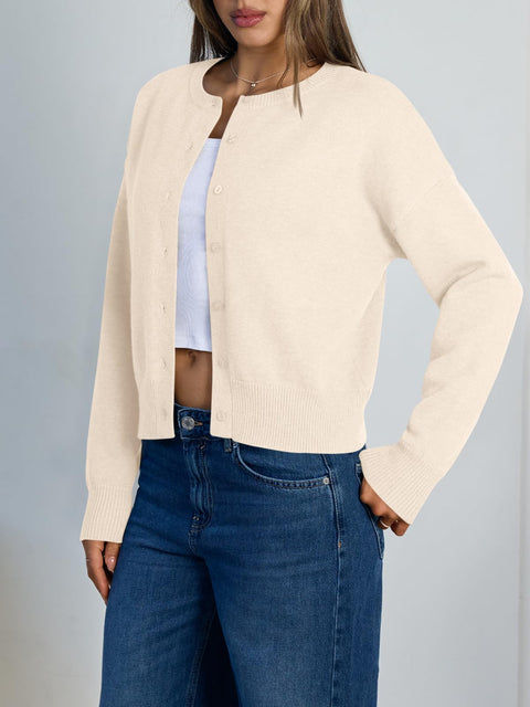 Trendy Queen Cropped Cardigan Sweaters for Women Lightweight Shrugs Crop Tops Y2k Fall Outfits Fashion Clothes 2025 Grey M