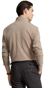 POLO RALPH LAUREN Mens Classic Estate-Rib Quarter-Zip Pullover Sweater (XXL, CedarBrownHtr)