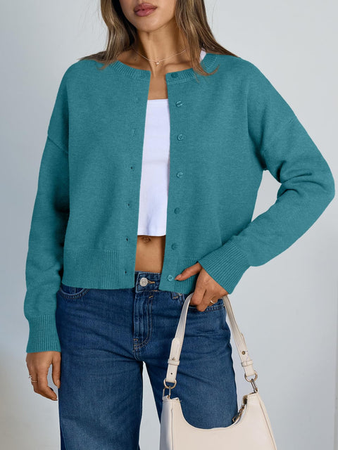 Trendy Queen Cropped Cardigan Sweaters for Women Lightweight Shrugs Crop Tops Y2k Fall Outfits Fashion Clothes 2025 Grey M