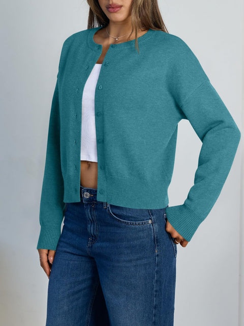 Trendy Queen Cropped Cardigan Sweaters for Women Lightweight Shrugs Crop Tops Y2k Fall Outfits Fashion Clothes 2025 Grey M