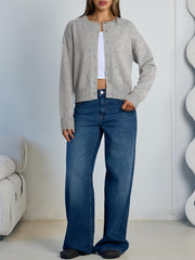 Trendy Queen Cropped Cardigan Sweaters for Women Lightweight Shrugs Crop Tops Y2k Fall Outfits Fashion Clothes 2025 Grey M