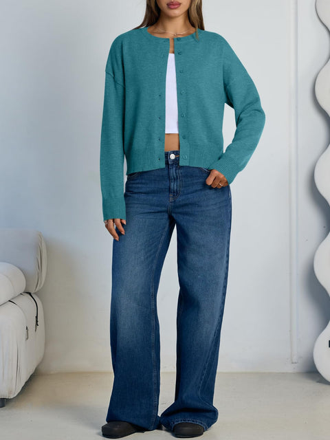 Trendy Queen Cropped Cardigan Sweaters for Women Lightweight Shrugs Crop Tops Y2k Fall Outfits Fashion Clothes 2025 Grey M