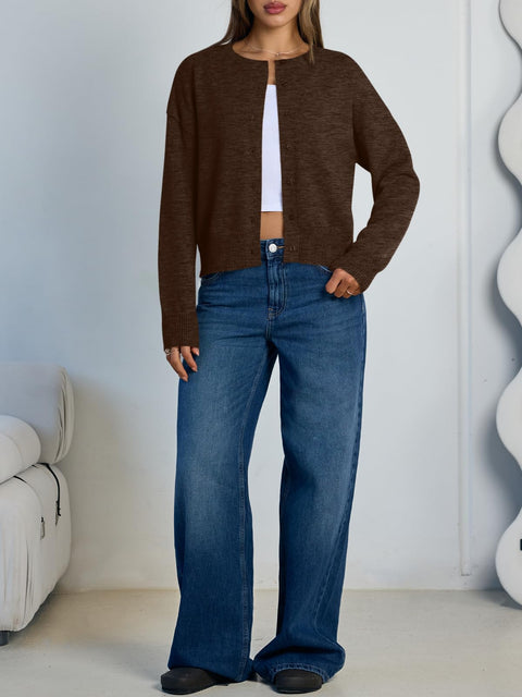 Trendy Queen Cropped Cardigan Sweaters for Women Lightweight Shrugs Crop Tops Y2k Fall Outfits Fashion Clothes 2025 Grey M