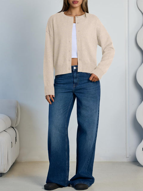 Trendy Queen Cropped Cardigan Sweaters for Women Lightweight Shrugs Crop Tops Y2k Fall Outfits Fashion Clothes 2025 Grey M