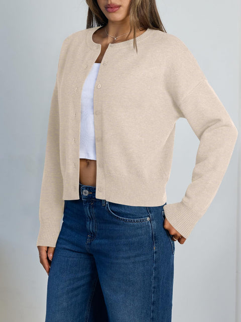 Trendy Queen Cropped Cardigan Sweaters for Women Lightweight Shrugs Crop Tops Y2k Fall Outfits Fashion Clothes 2025 Grey M