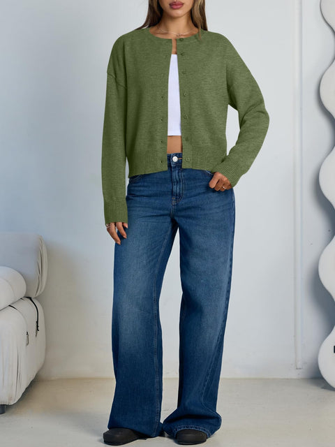 Trendy Queen Cropped Cardigan Sweaters for Women Lightweight Shrugs Crop Tops Y2k Fall Outfits Fashion Clothes 2025 Grey M