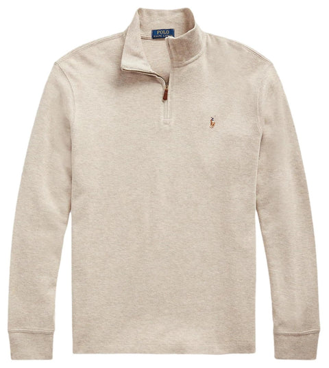 POLO RALPH LAUREN Mens Classic Estate-Rib Quarter-Zip Pullover Sweater (XXL, CedarBrownHtr)